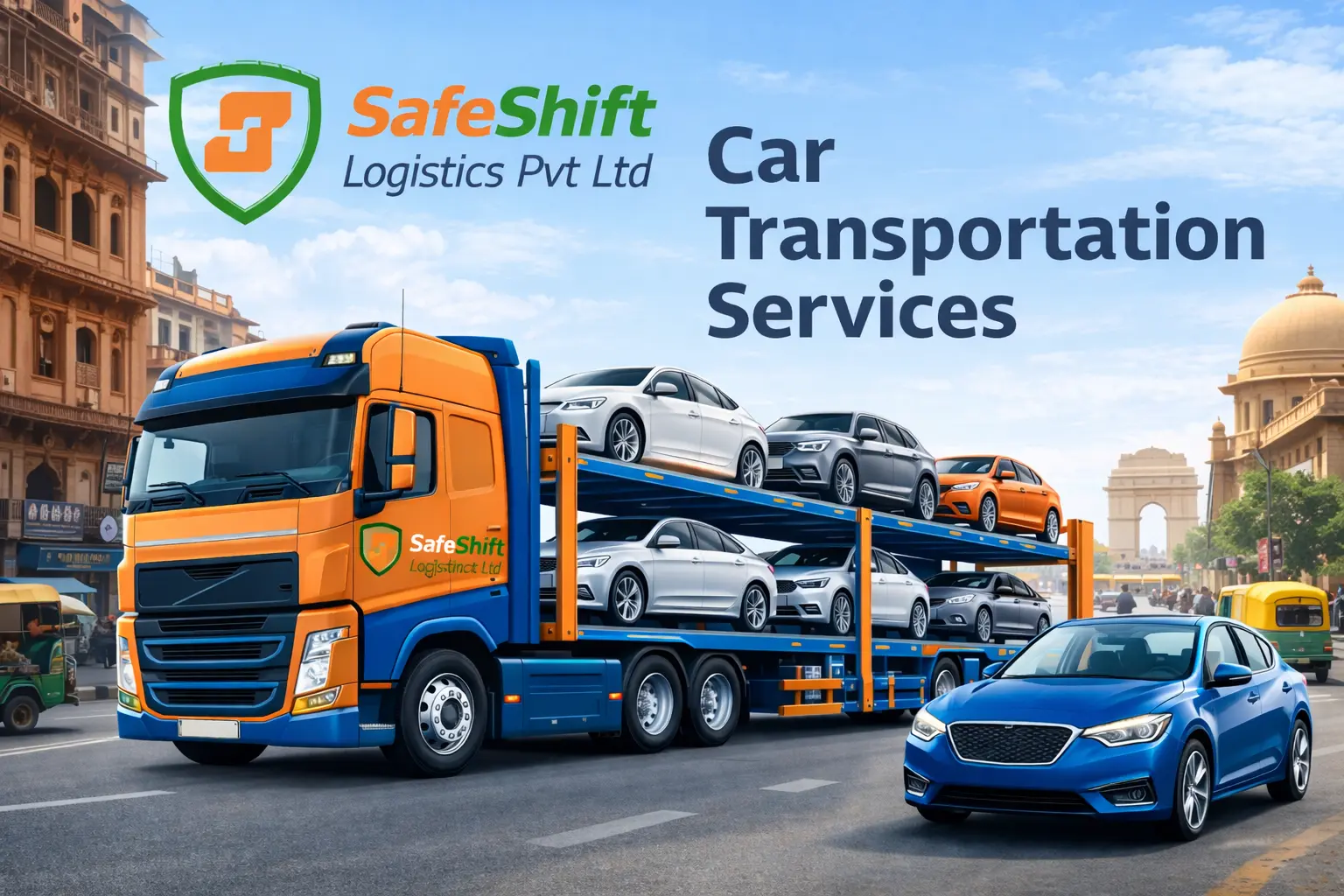 SafeShift car transport and vehicle relocation service loading cars on carrier trucks for inter-city and pan-India transportation from Jamshedpur